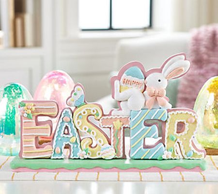 Easter Sign with Bunny and Eggs by Valerie