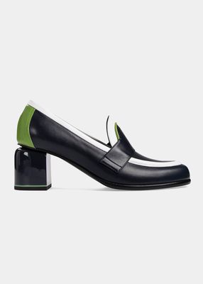 Easton Mixed Leather Heeled Loafers