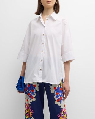 Easy Button-Front Shirt with Gold Buttons