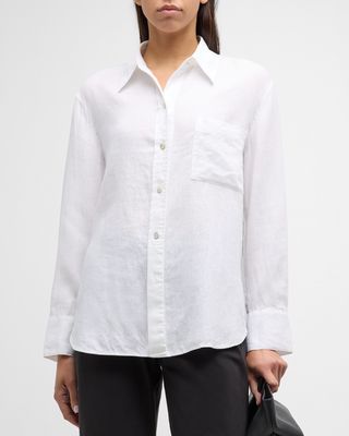 Easy Silk Long-Sleeve Button-Front Shirt