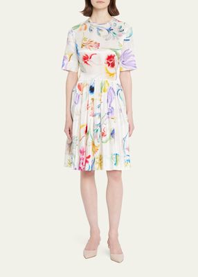 Ebbs And Flows Floral-Print Flared Dress