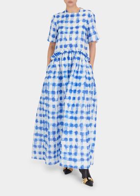 Ebbs And Flows Watercolor Check Dress