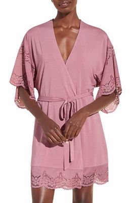 Eberjey Beatrix Lace Sleeve Jersey Knit Robe in Foxglove
