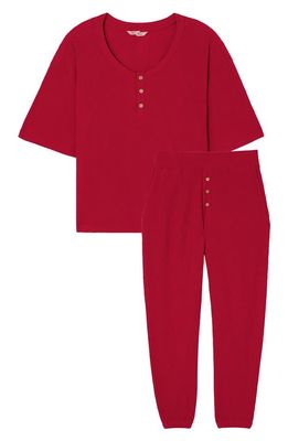 Eberjey Cozy Waffle Pajamas in Haute Red