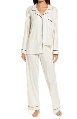 Eberjey Gisele Jersey Knit Pajamas in Ivory/Navy