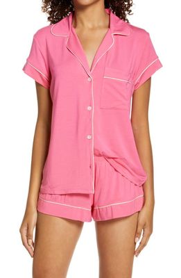Eberjey Gisele Jersey Knit Shorty Pajamas in Bright Pink/Bellini