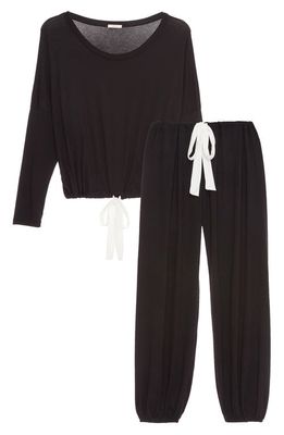 Eberjey Gisele Jersey Knit Slouchy Pajamas in Black/ivory