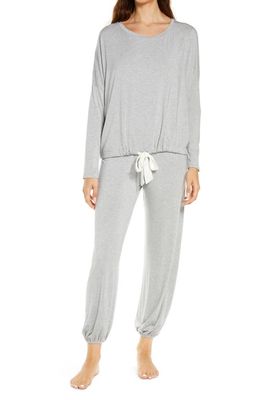 Eberjey Gisele Jersey Knit Slouchy Pajamas in Heather Grey/Ivory