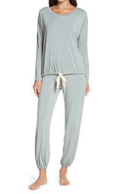 Eberjey Gisele Jersey Knit Slouchy Pajamas in Willow Green/Bone