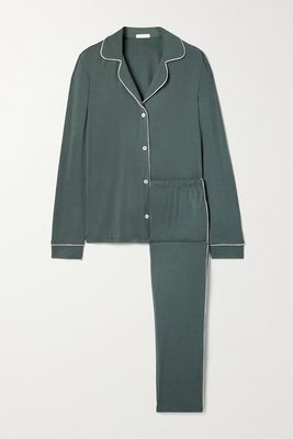 Eberjey - Gisele Piped Stretch-modal Pajama Set - Green