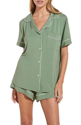 Eberjey Gisele Relaxed Jersey Knit Short Pajamas in Mineral Green/Ivory
