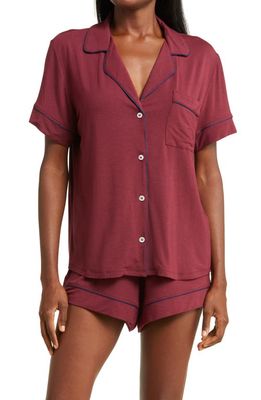 Eberjey Gisele Relaxed Jersey Knit Short Pajamas in Mulberry/Navy