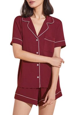 Eberjey Gisele Relaxed Jersey Knit Short Pajamas in Sangria/Ivory