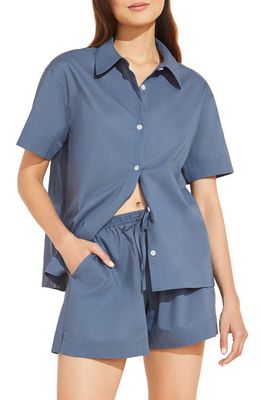 Eberjey Organic Cotton Woven Short Pajamas in Coastal Blue