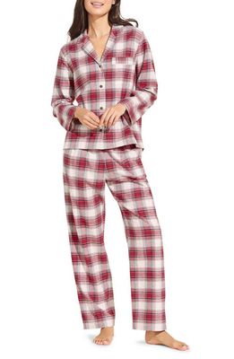 Eberjey Plaid Cotton Flannel Pajamas in Tartan Plaid Haute Red Ivory
