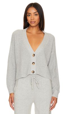 eberjey Recycled Sweater Cropped Cardigan in Grey