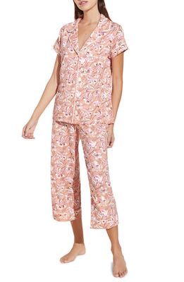 Eberjey Sleep Chic Crop Pajamas in Fiore Rose Cloud/Ivory