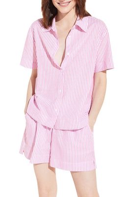 Eberjey Stripe Organic Cotton Short Pajamas in Nautico Stripe Italian Rose