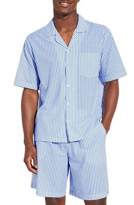 Eberjey Stripe Sandwashed Organic Cotton Short Pajamas in Nautico Stripe Azure