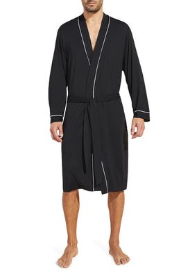 Eberjey William Lightweight Jersey Knit Robe in Black/Ivory