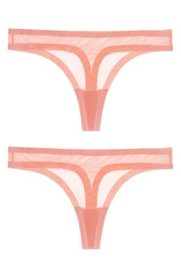 EBY 2-Pack Sheer Thongs in Coral Pink