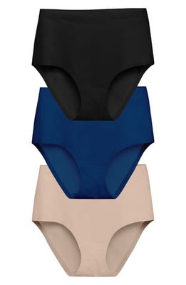 EBY Assorted 3-Pack High Waist Panties in Black/Nude/Blue Opal