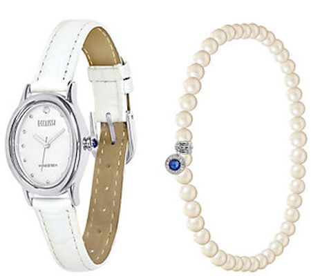 Ecclissi Men's Facets Oval Watch & Bracelet Set