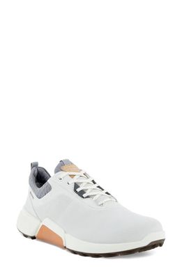 ECCO BIOM H4 Waterproof Golf Shoe in White/Silver Grey Leather