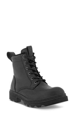 ECCO Grainer Lace-Up Leather Combat Boot in Black