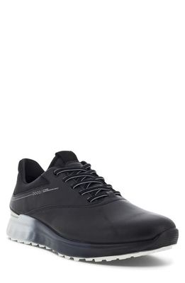 ECCO S-3 Waterproof Golf Shoe in Black/Concrete/Black