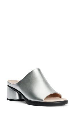 ECCO Sculpted Lx Block Heel Slide Sandal in Pure Silver