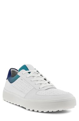 ECCO Tray Water Repellent Golf Shoe in White/Blue