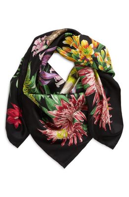 Echo Blooms of Oceania Silk Square Scarf in Black 