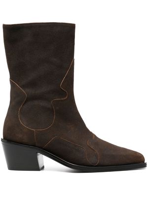 Eckhaus Latta 70mm zip-up suede boots - Brown
