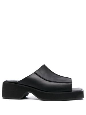Eckhaus Latta block heel leather sandals - Black