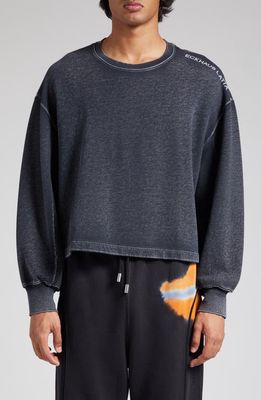 Eckhaus Latta Boxy Crop Sweatshirt in Charcoal