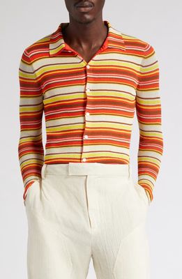 Eckhaus Latta Club Stripe Button-Up Shirt in Spritz