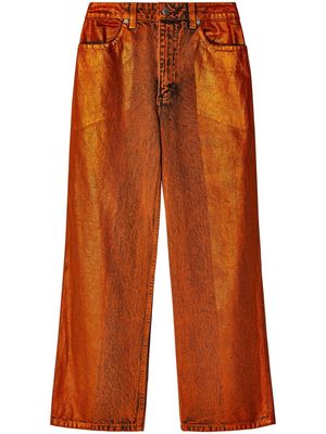 Eckhaus Latta coated overdyed wide-leg jeans - Orange