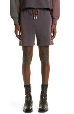 Eckhaus Latta Colorblock Cotton Sweat Shorts in Overcast