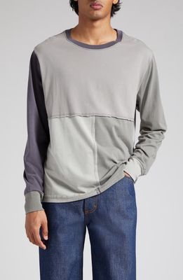Eckhaus Latta Colorblock Lapped Long Sleeve Cotton T-Shirt in Tonal Shadows
