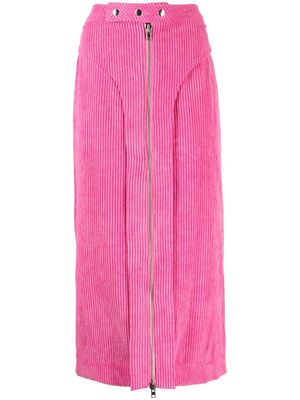Eckhaus Latta corduroy zip-up midi skirt - Pink