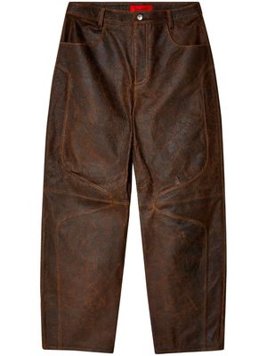 Eckhaus Latta distressed leather trousers - Brown