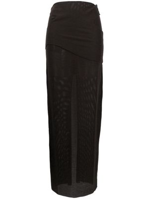 Eckhaus Latta Eclipse semi-sheer stretch-wool maxi skirt - Brown