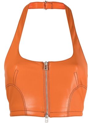 Eckhaus Latta faux-leather cropped tank top - Orange