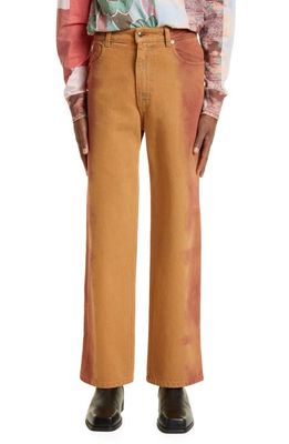 Eckhaus Latta High Waist Nonstretch Denim Wide Leg Jeans in Terracotta