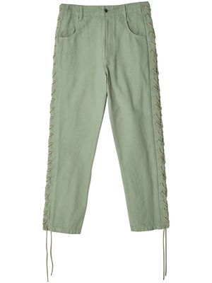 Eckhaus Latta lace-up straight trousers - Green