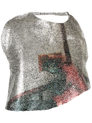 Eckhaus Latta metallic-effect cropped blouse - Silver
