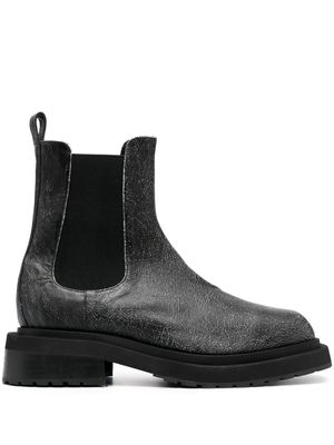 Eckhaus Latta Mike cracked-effect leather boots - Black