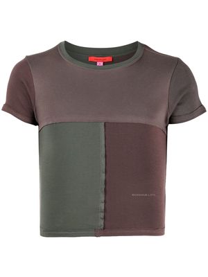 Eckhaus Latta panelled-design cotton T-shirt - Brown