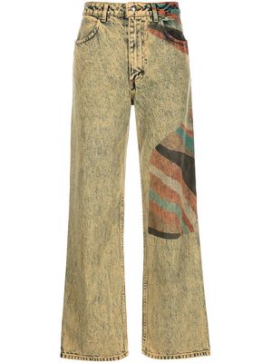 Eckhaus Latta panelled wide-leg jeans - Multicolour
